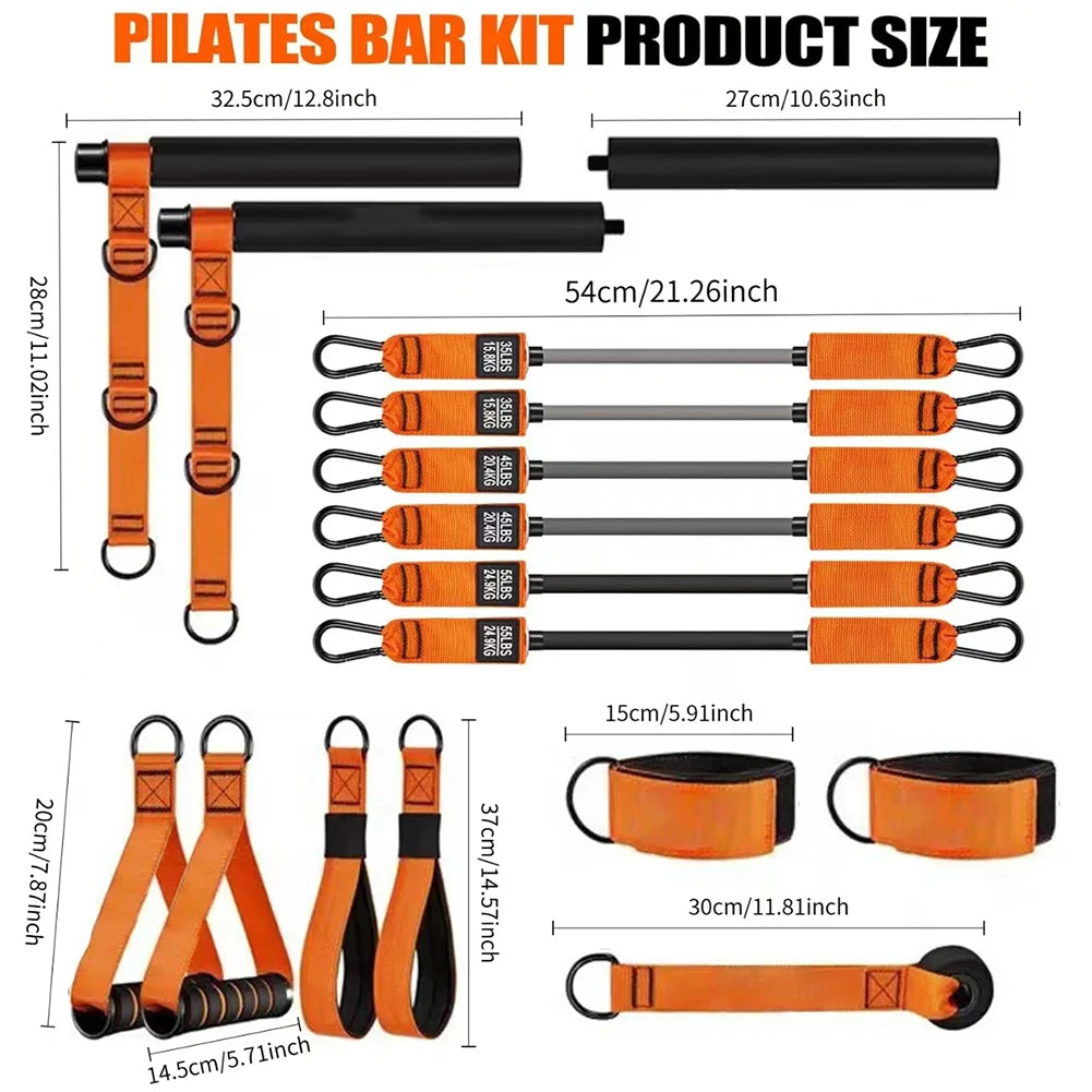 Multifunctional Pilates Bar Kit with Resistance Bands