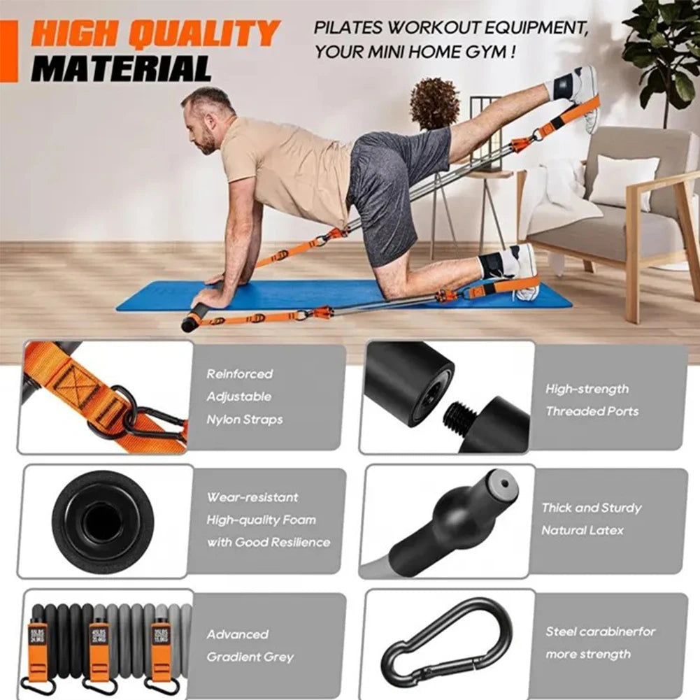 Multifunctional Pilates Bar Kit with Resistance Bands