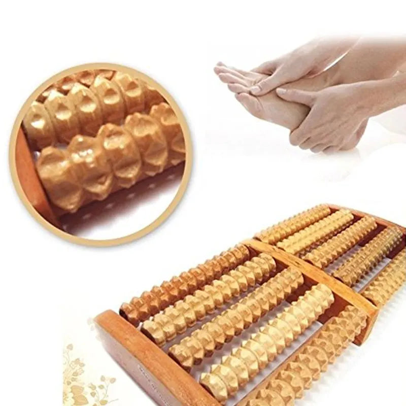 Wooden Dual Foot Massager Roller