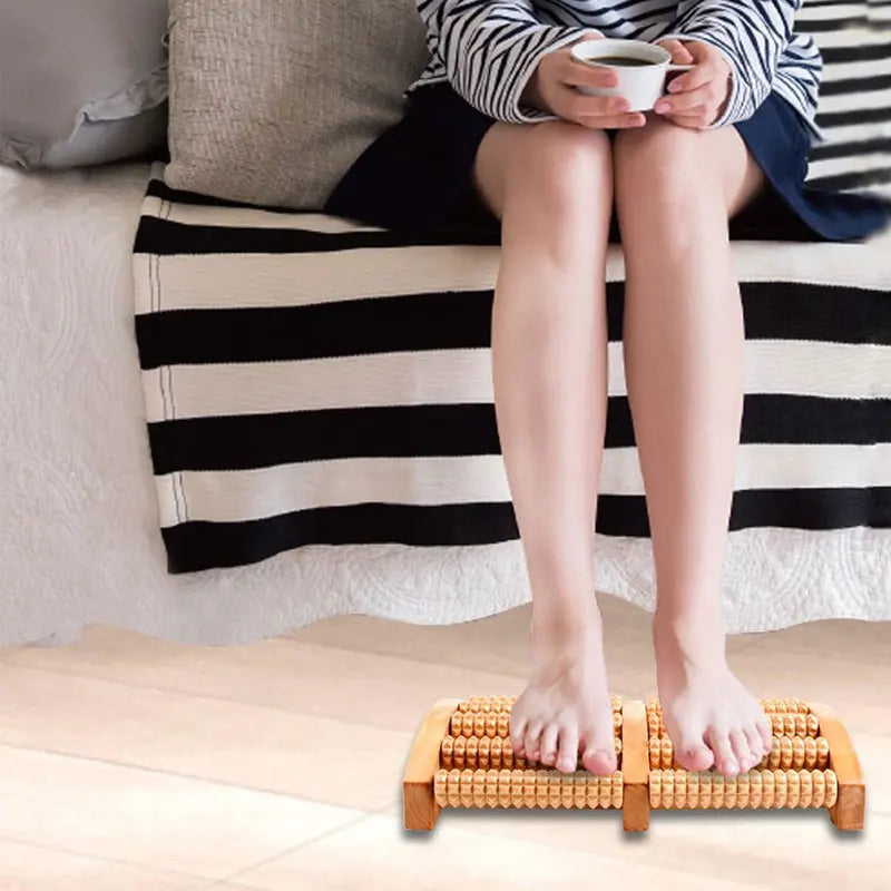 Wooden Dual Foot Massager Roller
